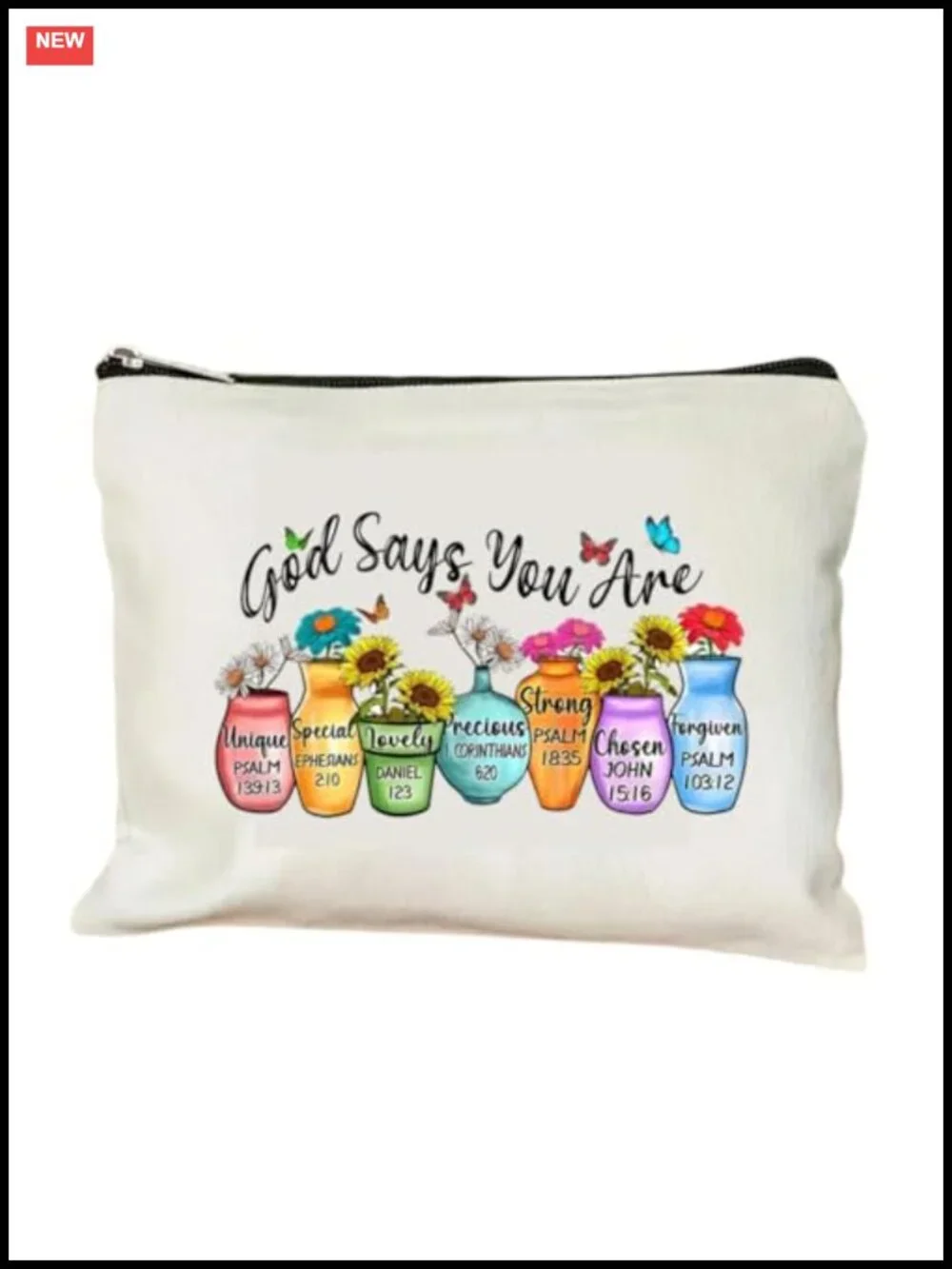 Canvas Polyester Cosmetic Bag Makeup Organizer Travel Pouch Zipper